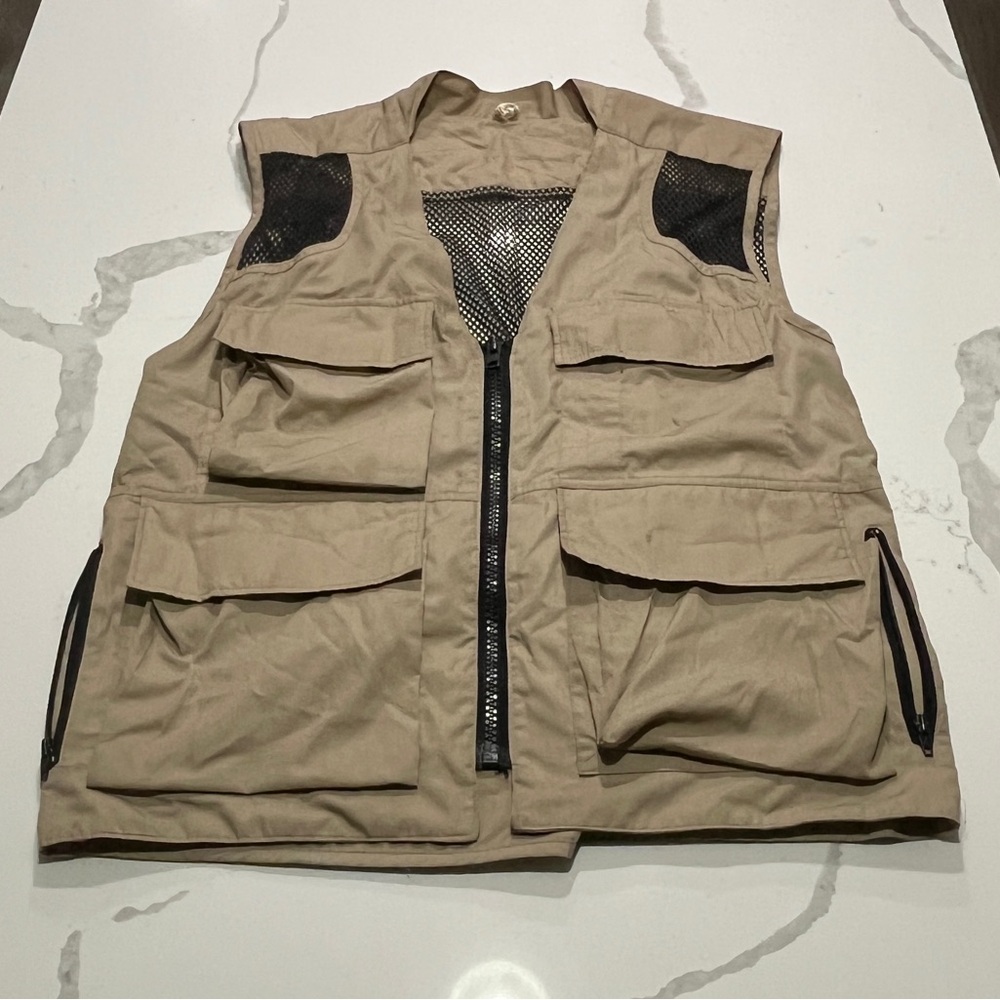 Vintage Fuji Film Photographer Vest Size Large Khaki Camera Gear Professional
